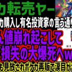 【ポケカ転売ヤー】300万ポケカ購入し有名投資家の言う通り寝かせるもどんどん値崩れ起こして150万損失の大爆死へw投資家からも見放されポケカ再販で涙目がヤバすぎるw