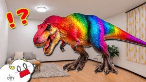 【寸劇】カラフルティラノサウルスが現れた！？モササウルスやカブトムシに捕まらないように脱出せよ！恐竜・子供向け知育教育 ★サンサンキッズTV★
