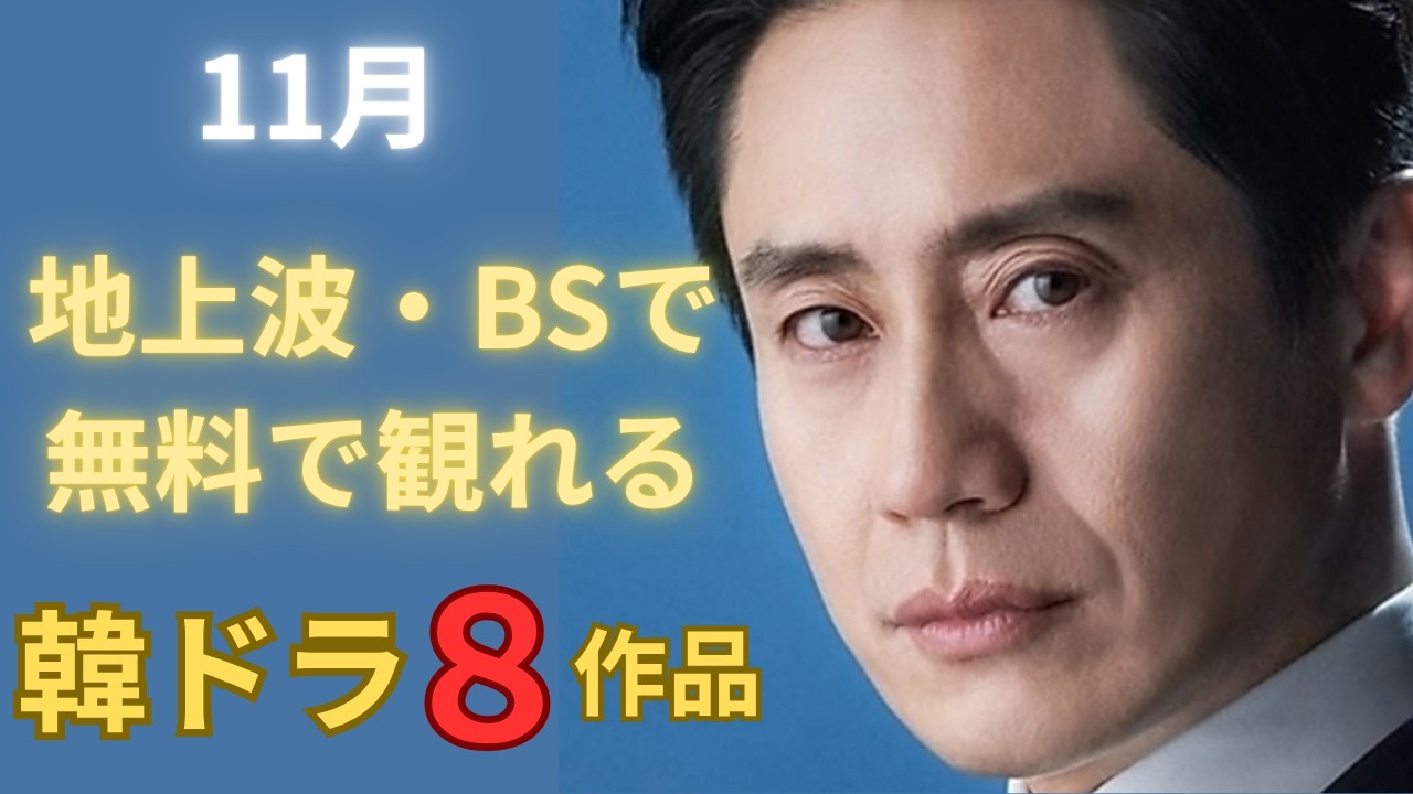 【地上波・BS無料視聴】11月の韓ドラ８作品をご紹介します。
